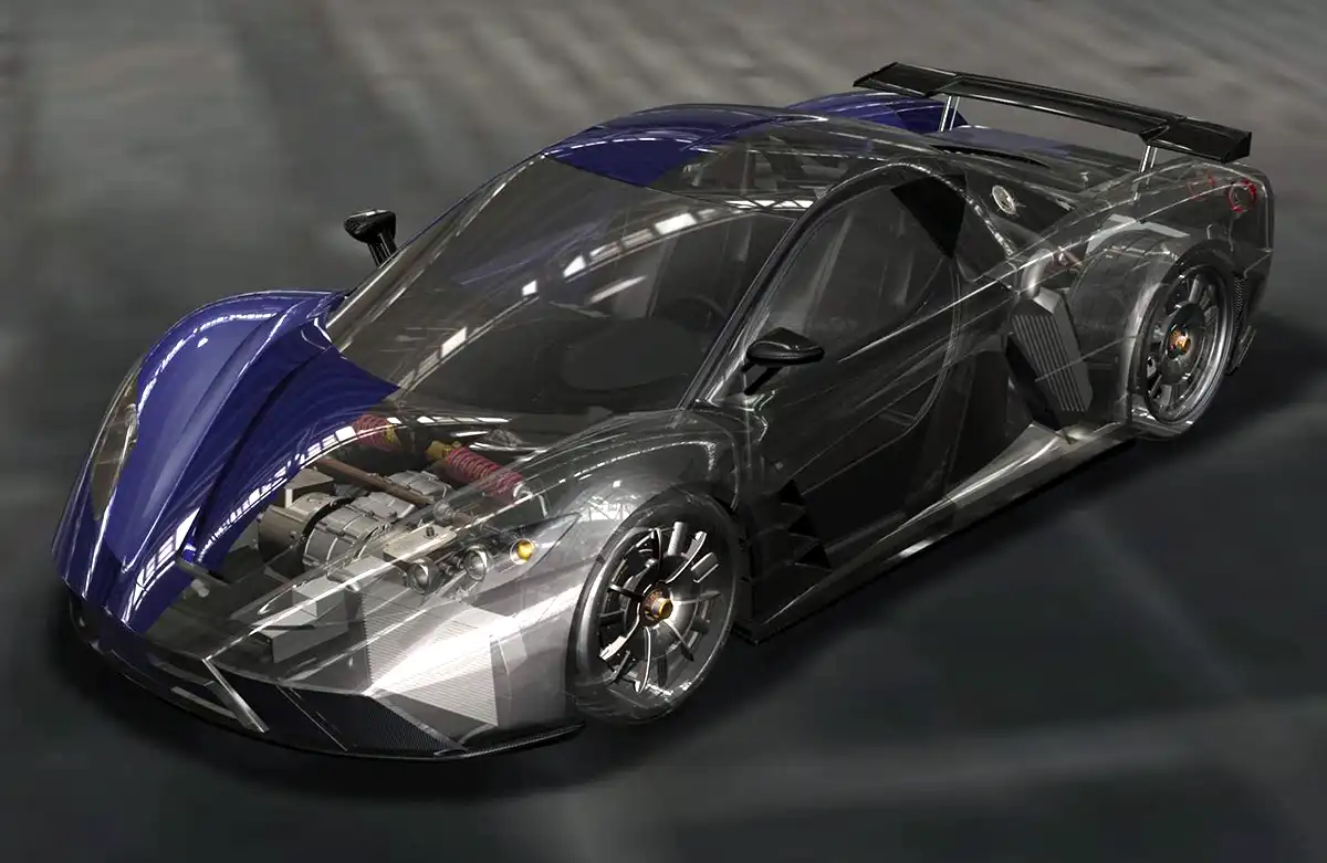 Kepler Motors' hypercar MOTION, technical drawing