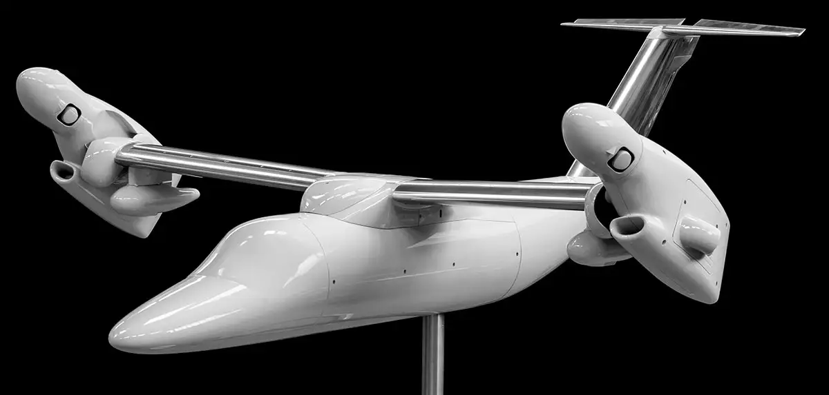Modello del convertiplano AW609 in stampa 3D per la galleria del vento