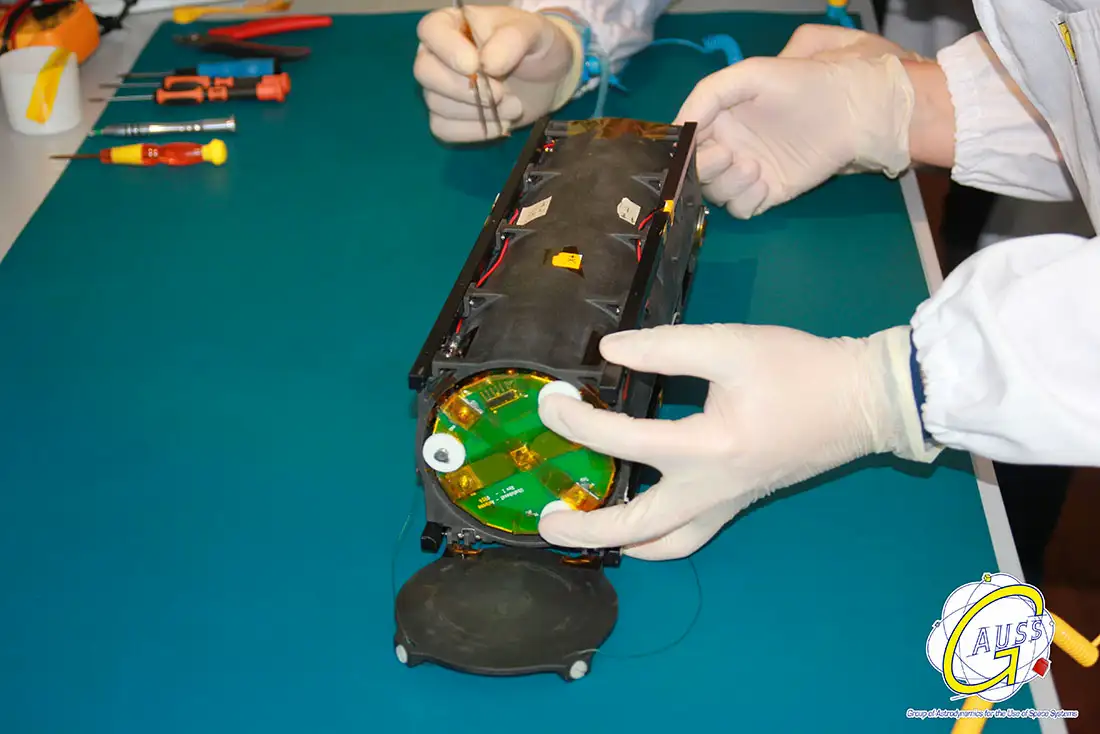 TuPOD project. Last phase of the TubeSats integration into the TuPOD satellite. Courtesy GAUSS
